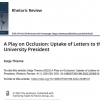 A Play on Occlusion: Uptake of Letters to the University President